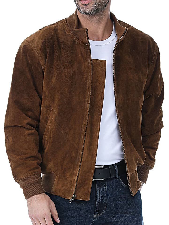 Tobacco Landing Leathers Men WWII Suede Leather Tanker Jacket for wholesale on Faire