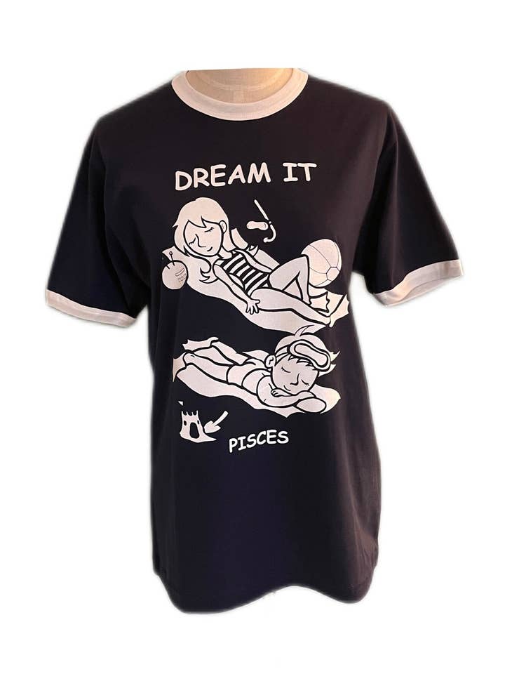 Pisces Dream It Navy Ringer Unisex T Shirt for wholesale by Soto Soto Art