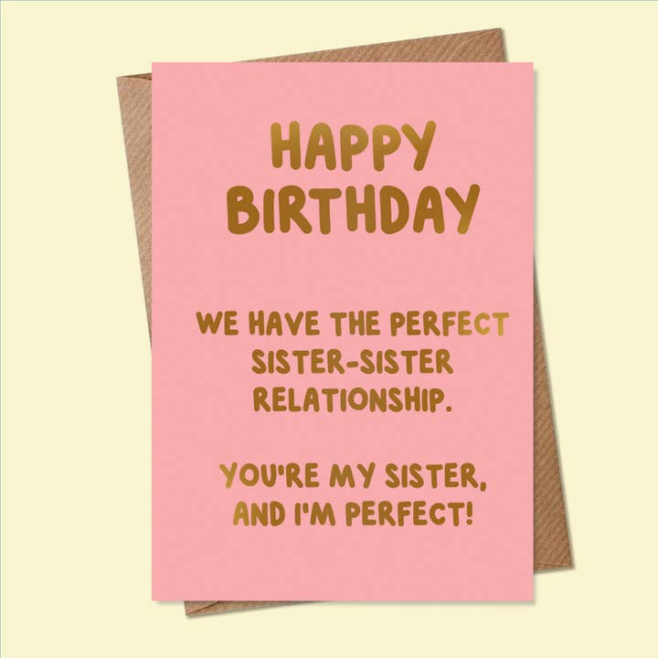 MarcoLooks – wholesale Birthday card – Funny Birthday Card - Foiled - A6 - Perfect Sister-Sister