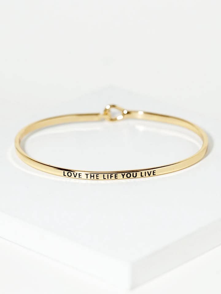 Love The Life You Live Engraved Inspirational Bracelet for wholesale by Wild Honey