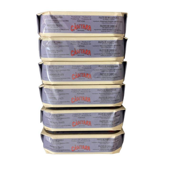 Tin Can Fish ( BELA, Cantara, Mar, Porthos, Varina ) - Wholesale Tinned Fish - Cantara Brand Mackerel Fillets in Olive Oil - 6 Pack