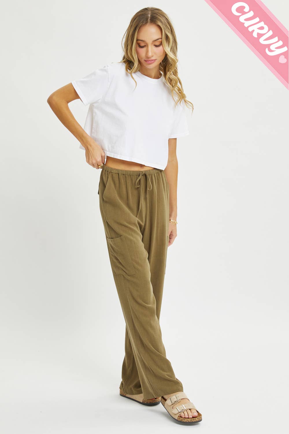 Sweet Lovely by Jen - Wholesale Pants - Women's - PLUS SIZE LINEN- BLEND PULL-ON-PANTS21