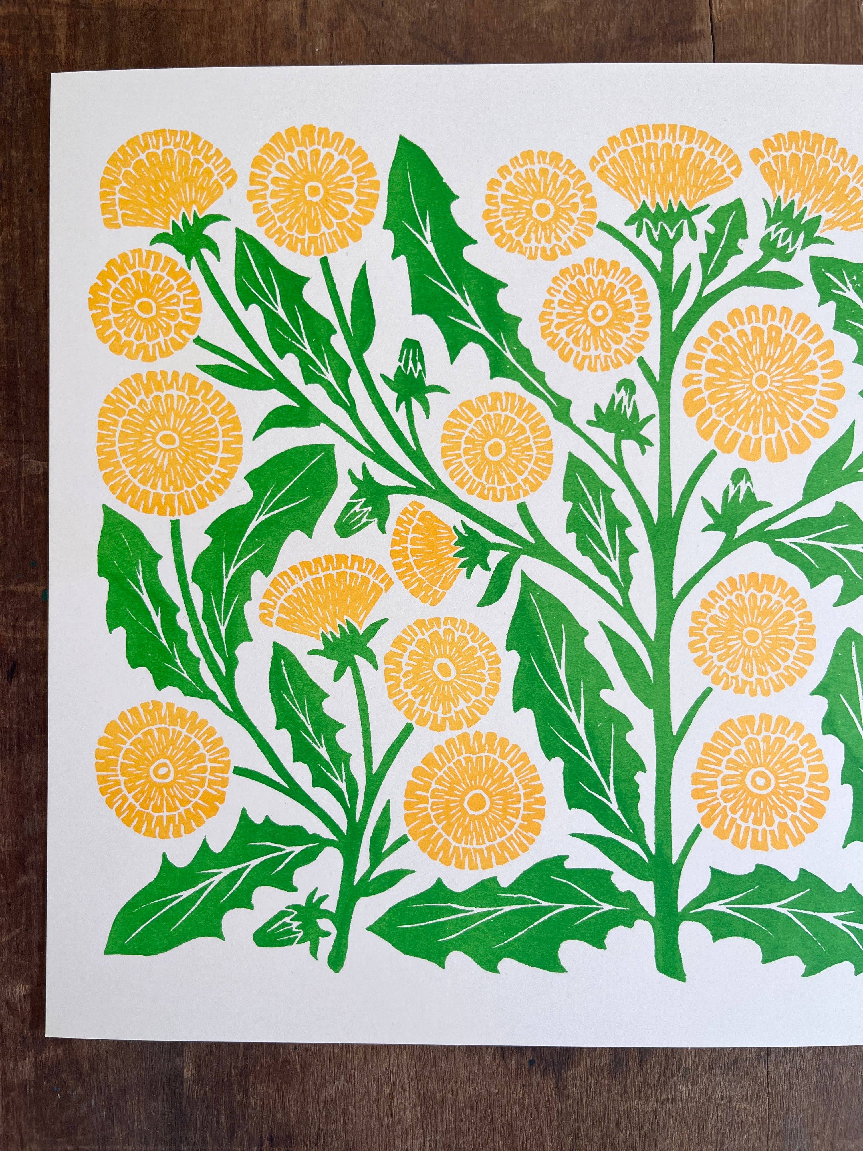Katharine Watson - Wholesale Art Print - Garden Series: Dandelion Risograph Print1