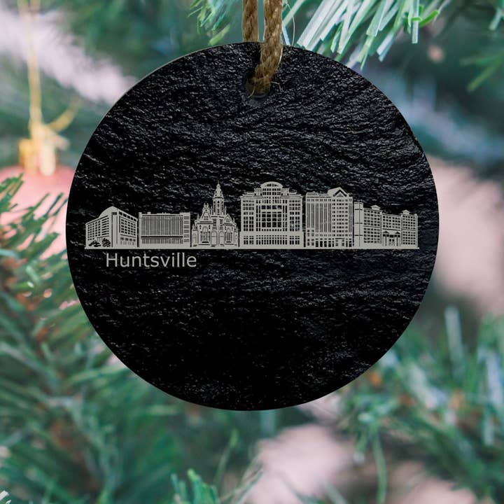 Huntsville Skyline Slate Christmas Ornament Gift for wholesale by Mermaid of Hilton Head