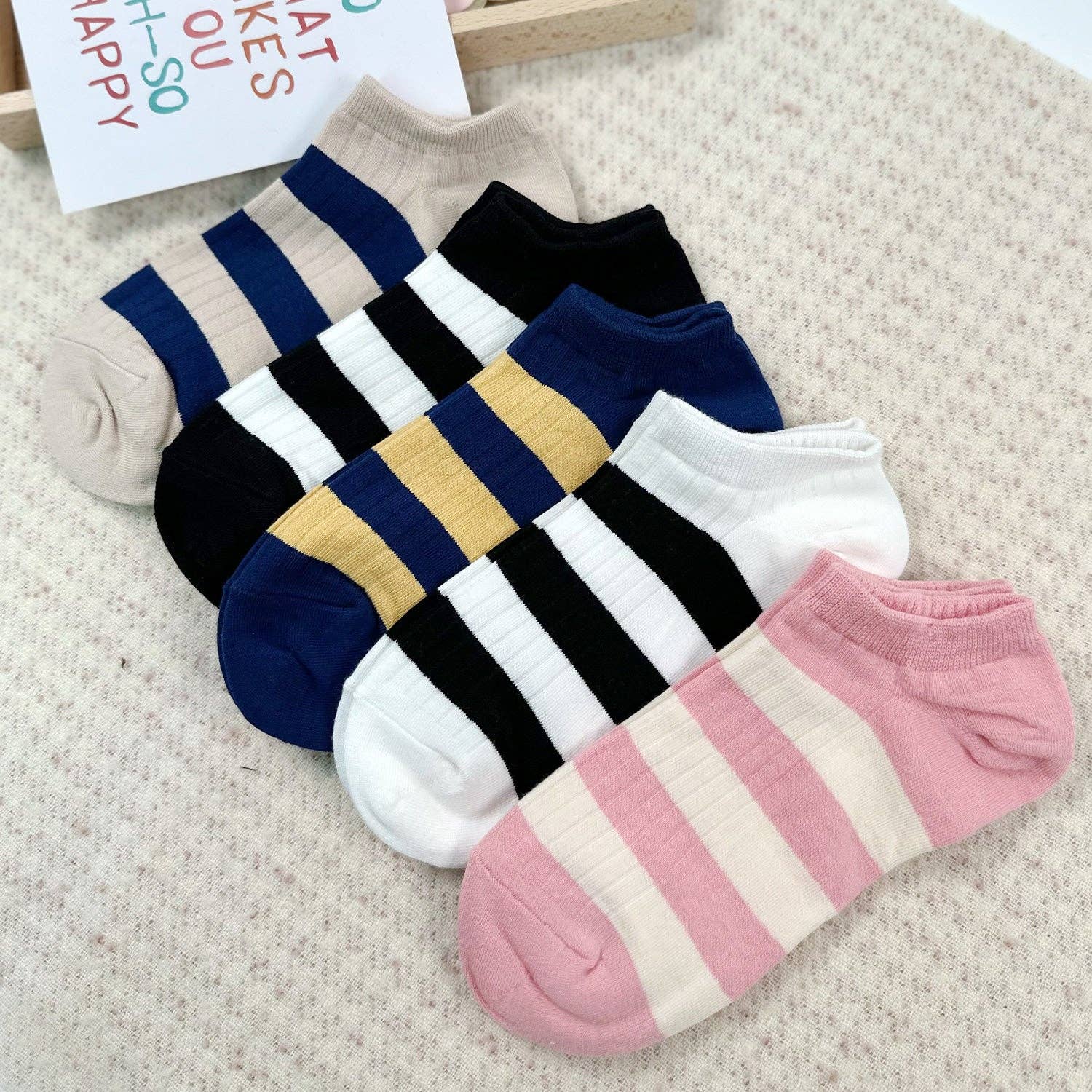 7DAYSSOCKS - Vente Chaussettes – femme - Chaussettes plissées à rayures pour femmes7