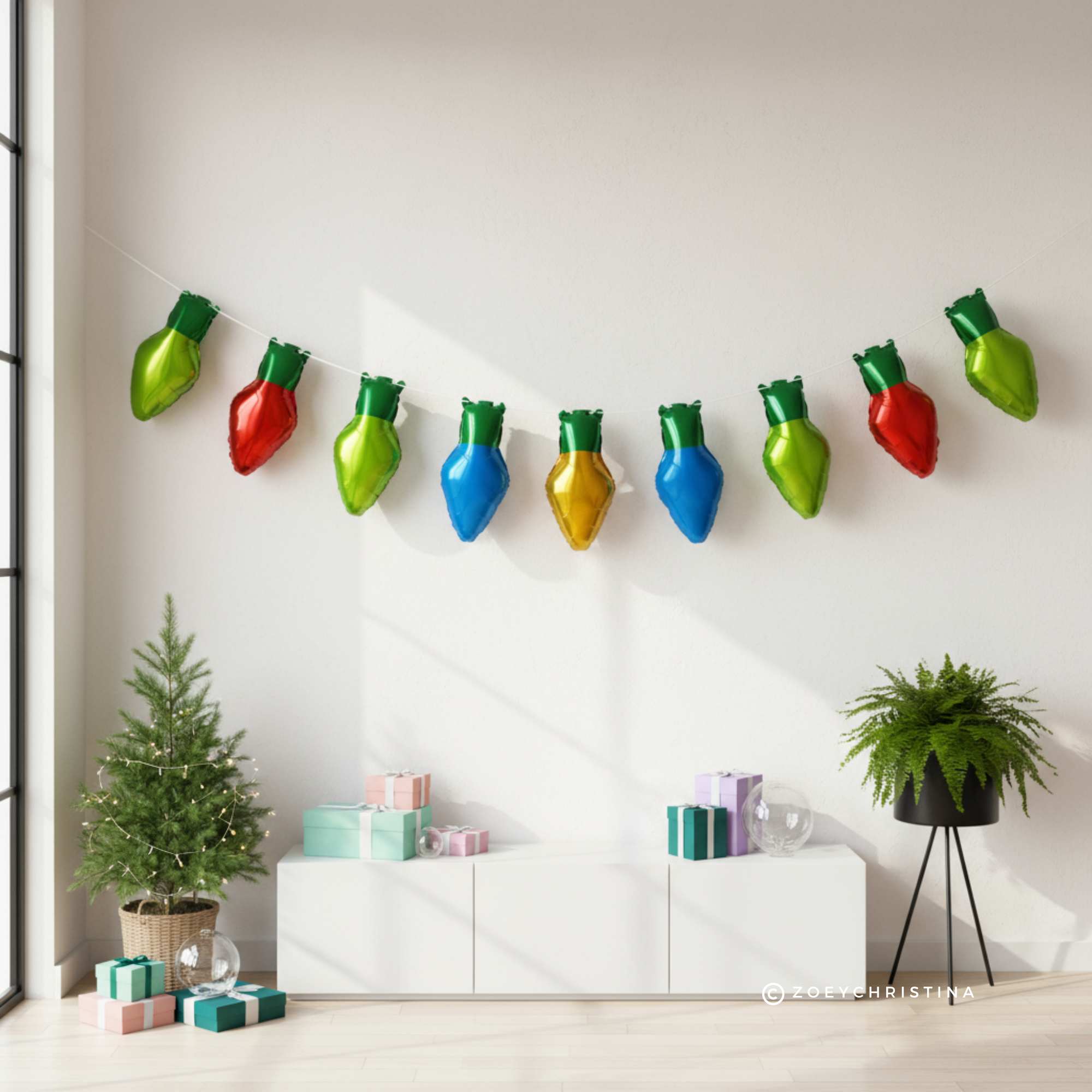 Zoey Christina – wholesale Ballong – Folieballonger i form av julgransljus (set om 4)1