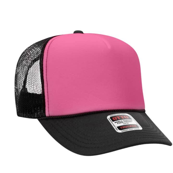 Gorra Trucker Rosa Neón y Negra para venta al por mayor de The Charm Bar Company