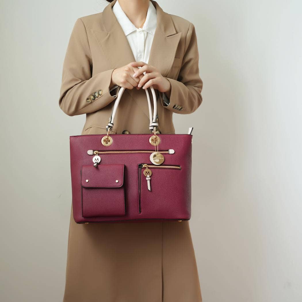 MKF Collection – wholesale Satchel – Women's – Julia Vegan Leather Color-block Women Satchel Bag by Mia k12