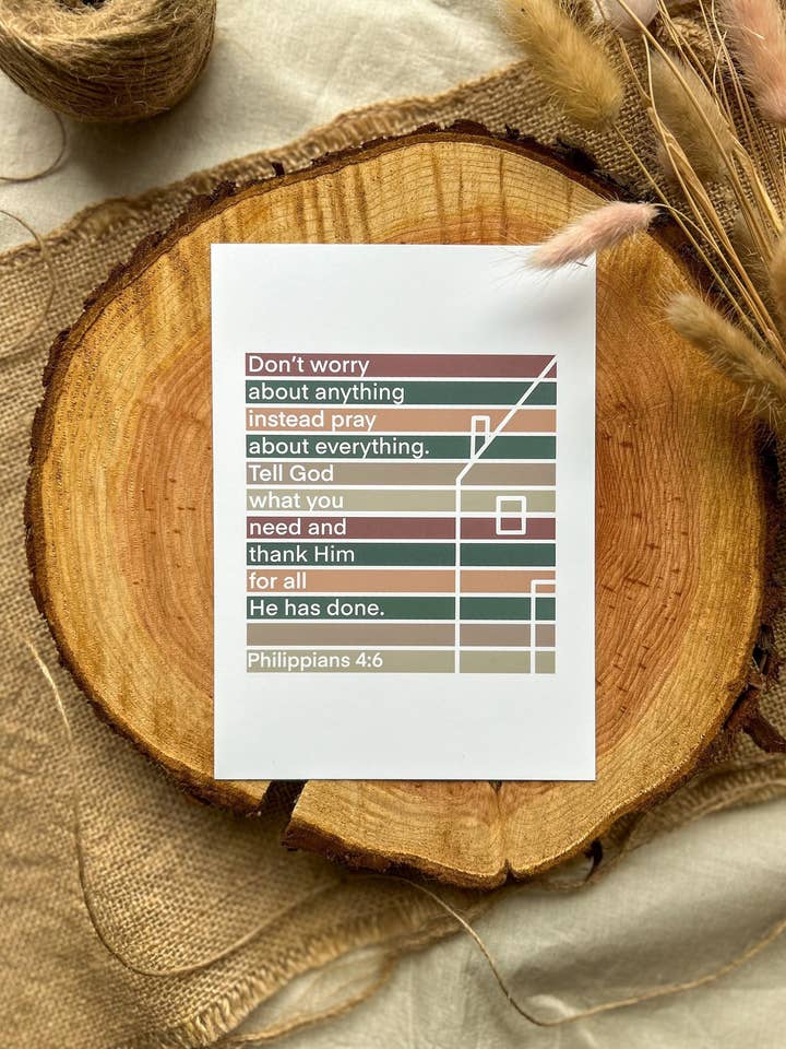 Ne vous inquiétez de rien... - Impression de verset biblique - Philippiens 4v6 pour la vente par Daisy & Joy Design