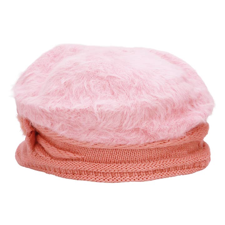 ASSORTED Vegan Angora Fur Flower Knitted Fiddler Cap for wholesale on Faire3