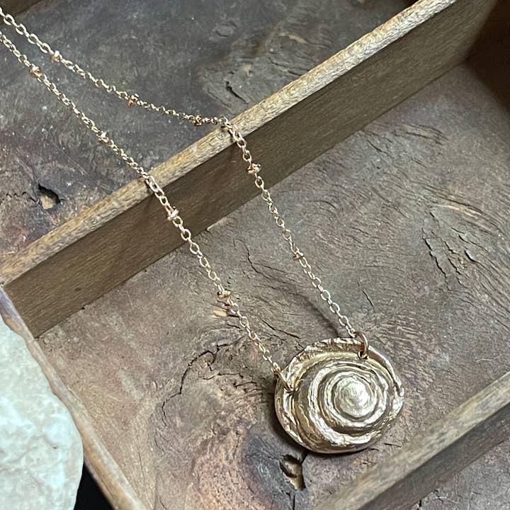 Gastropod Fossil Centering Necklace - 16”-18” Chain for wholesale by Ozark Impressions Jewelry