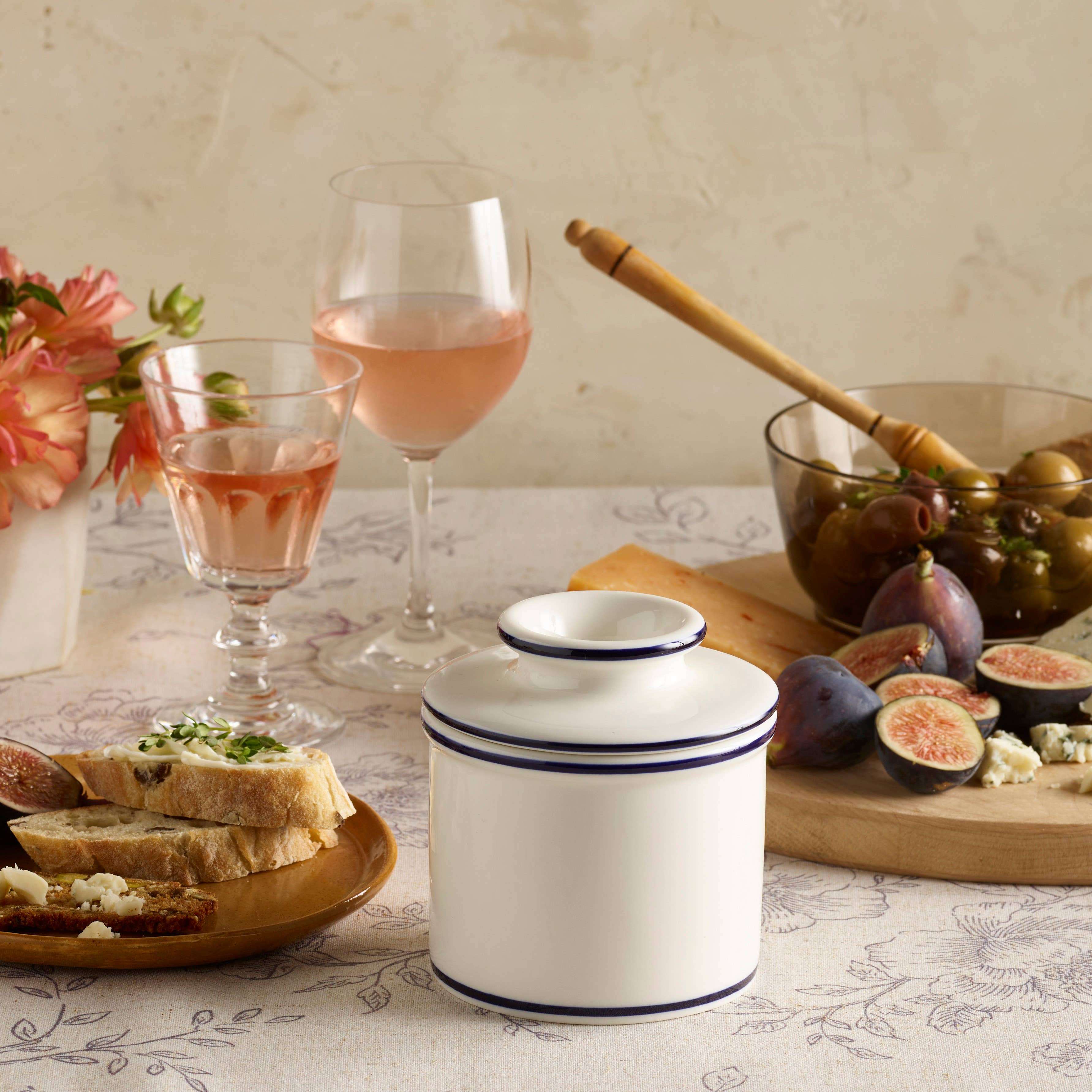 The Original Butter Bell® Crock - Wholesale Butter Dish - The Original Butter Bell® Crock - Le Bistro Blue Trim3