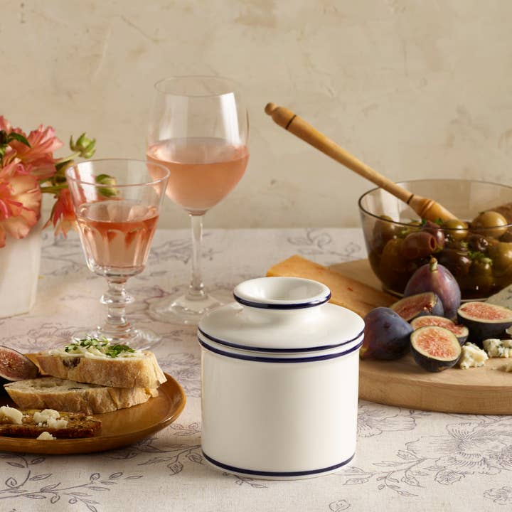 The Original Butter Bell® Crock - Wholesale Butter Dish - The Original Butter Bell® Crock - Le Bistro Blue Trim3