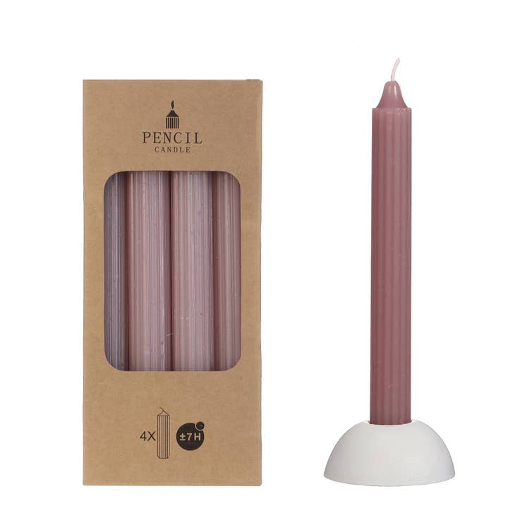 Tapered Candle Pencil H200/D22Mm, Solid Color, Mauve for wholesale by Vosteen