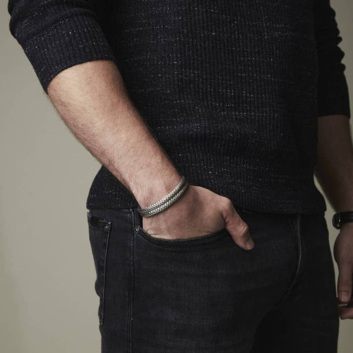 Bhoma - Mens Designer Jewelry - Wholesale Link & Chain Bracelet - Sterling Silver Mens Bracelet 9255