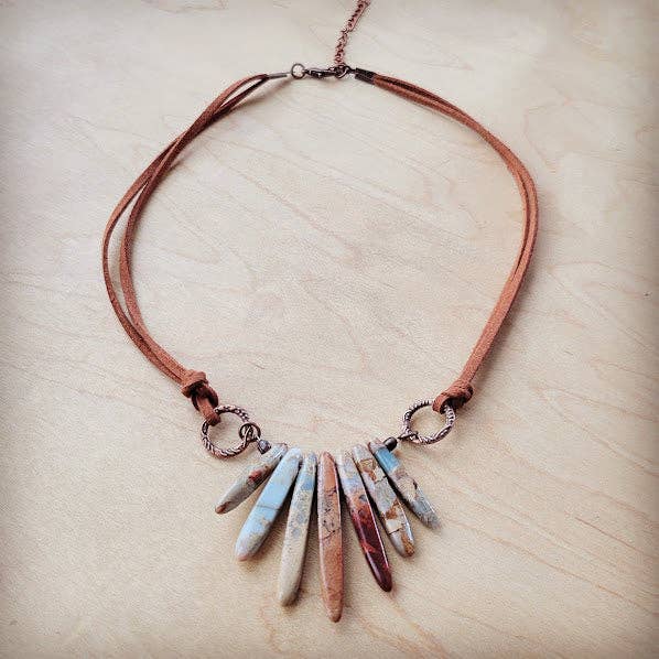 The Jewelry Junkie – Colar pingente/pendente por atacado – Colar de cordão de couro AQUA TERRA 231E1