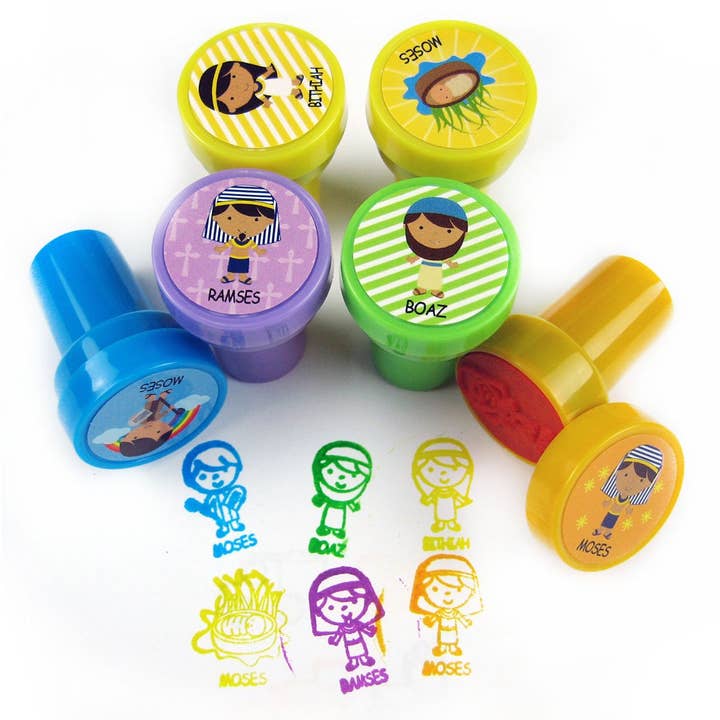 Tiny Mills - Wholesale Rubber/Decorative Stamp - Kids & Baby - 50 Pcs Bible Characters Religious Assorted Stampers for Kids