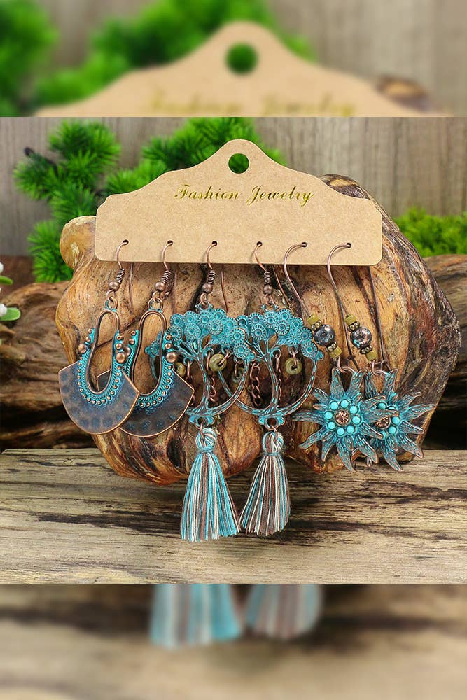 UNISHE - Vente Parures de bijoux - Lot de 5 paires de boucles d’oreilles bohèmes avec pampilles tournesol HH0273