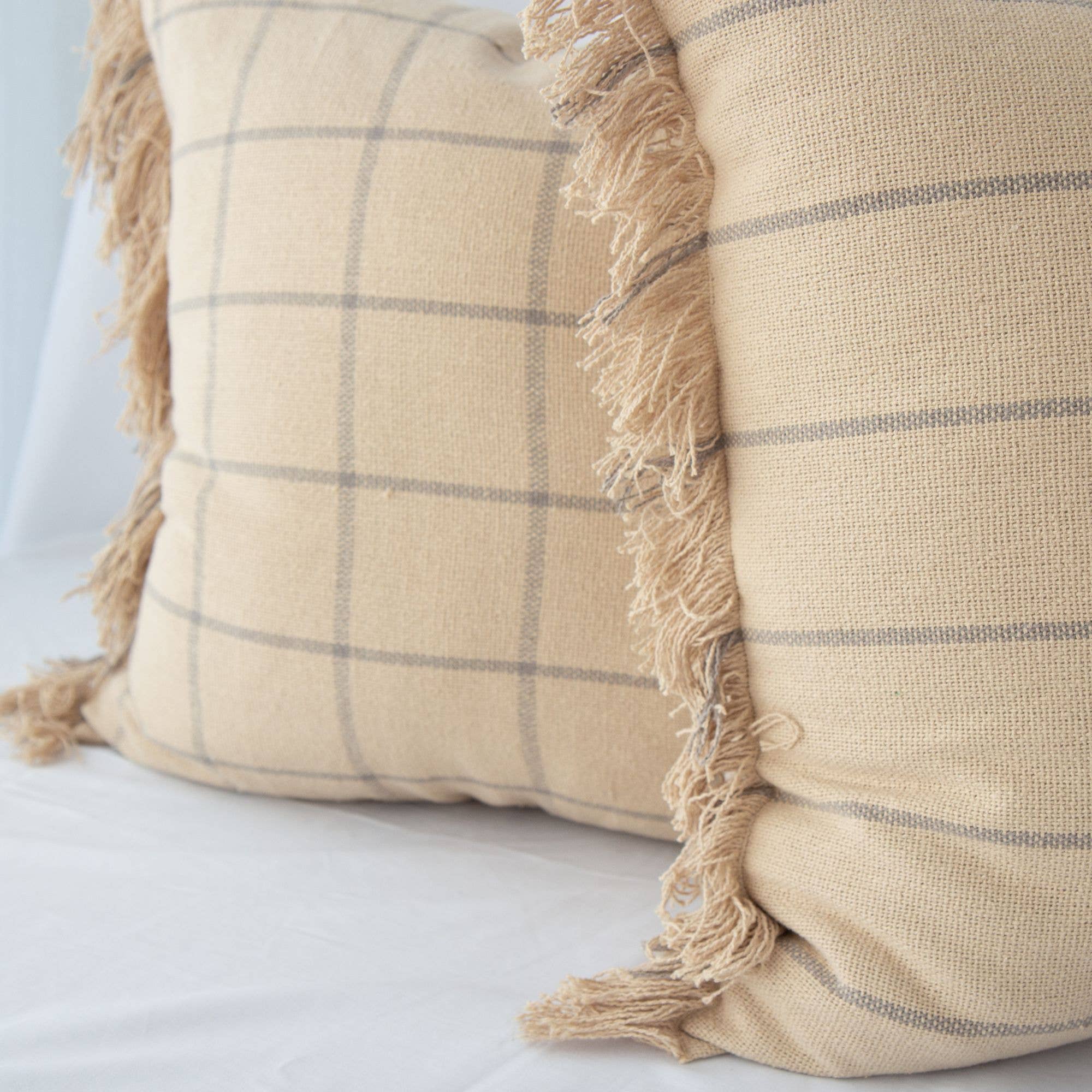 Tajik  Home  LLC - Wholesale Throw Pillow Cover - Taylor Striped Pillow Cover with Frayed Edges – Modern 4