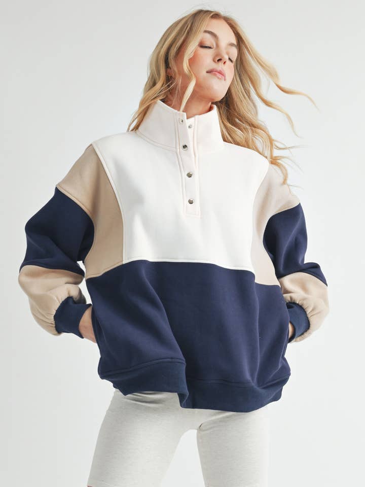 992EK Glo Colorblock Pullover for wholesale by AEMI + CO