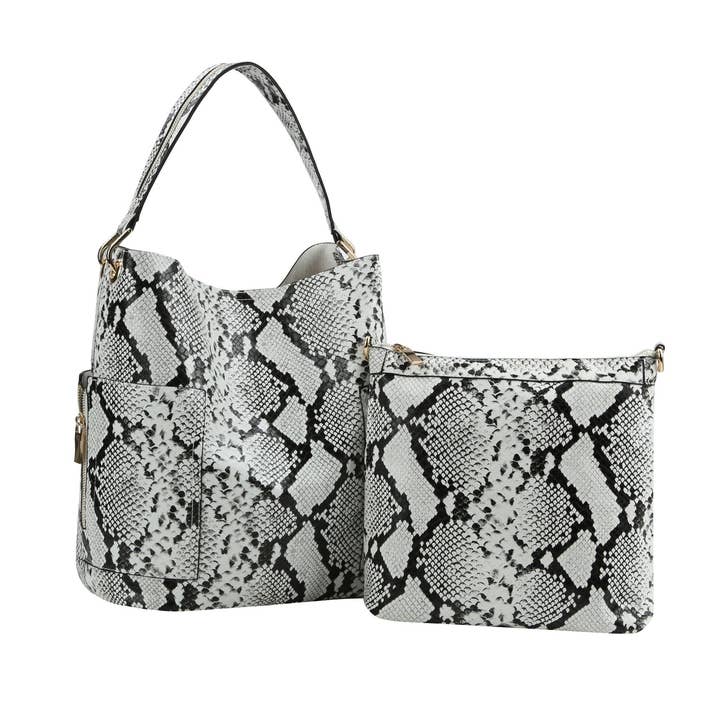 Set Borsa a Spalla Alta in Due Pezzi con Stampa a Pelle di Serpente per la vendita all'ingrosso da parte di Handbag Express