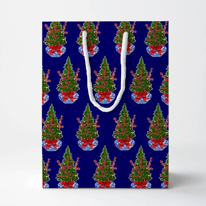 JOSIL Paperie & Gift - Vendita all'ingrosso Buste regalo - Borsa regalo di Natale Chinoiserie blu0