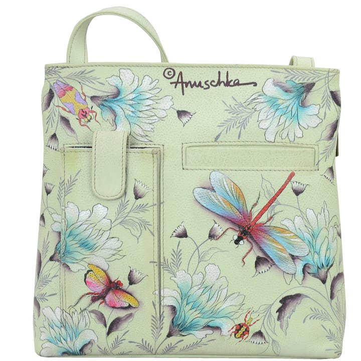 Anuschka | Vanya Lara (USA) - Wholesale Crossbody Bag - Women's - Hand-Painted Leather Medium Crossbody With Double Zip Pockets - 447