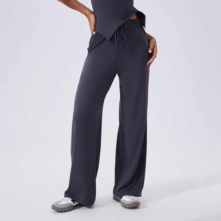 Sodalemon - Wholesale Athletic Pants - Women's - Women High-Waist Relaxed-Fit Drawstring Yoga Lounge Pants12