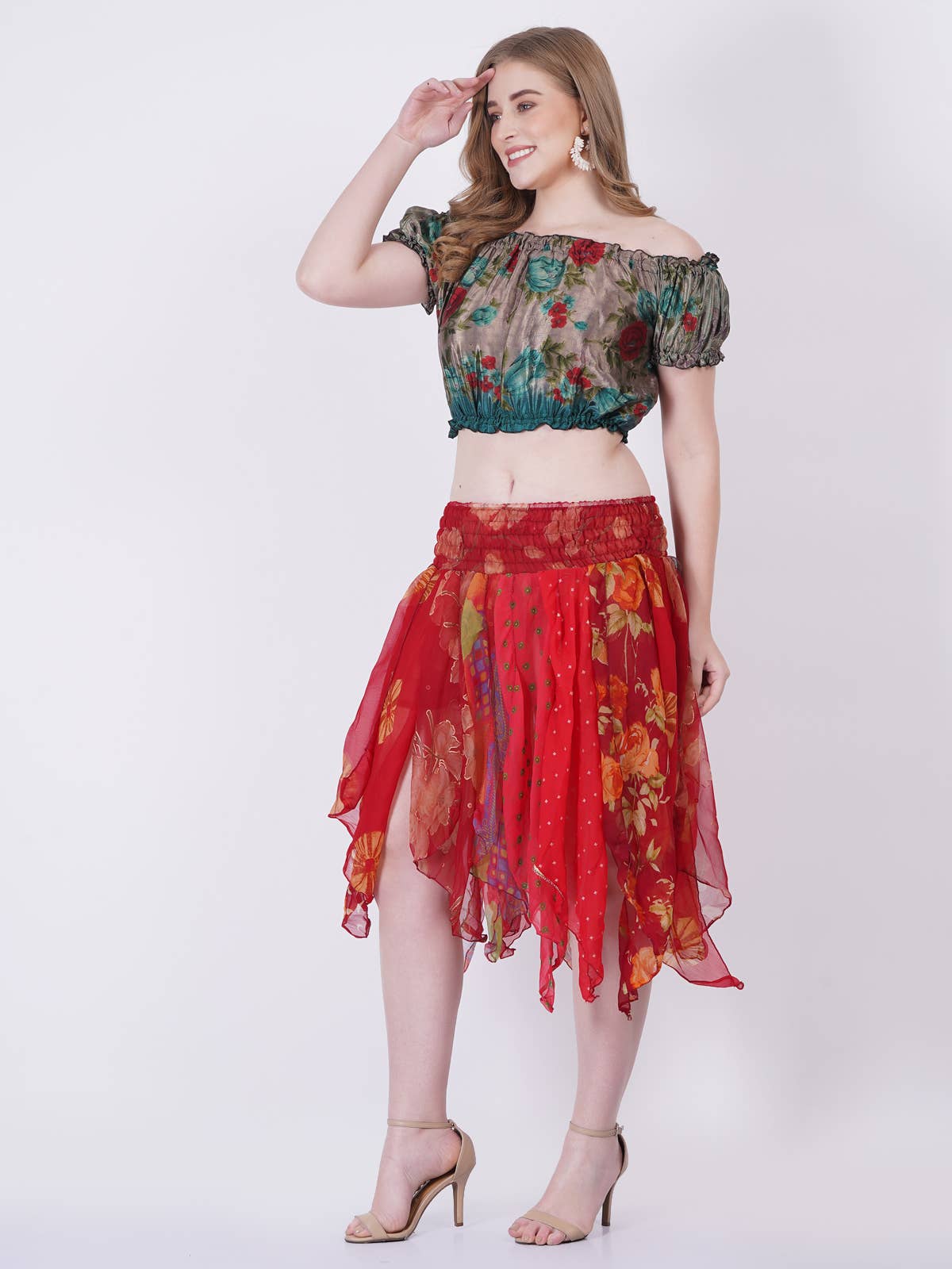 Wevez - Wholesale Skirt - Women's - Women Chiffon Pixie Elastic Waist Asymmetric Skirt Wholesale4