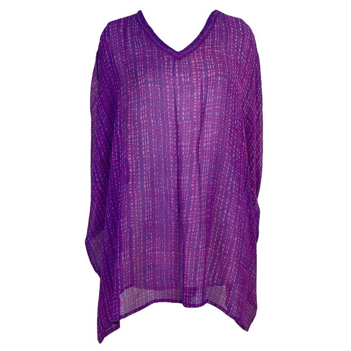 PRG7204 Sheer Avatar Pure Silk Short Kaftan Tunic without Slits for wholesale by sariKNOTsari