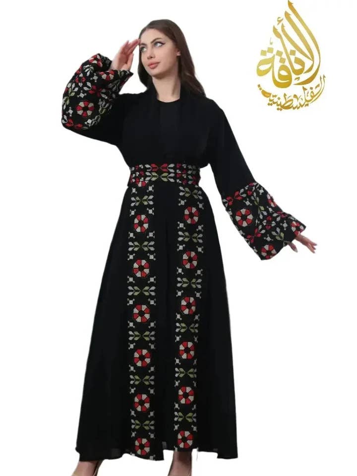 Flowers of Jerusalem Bisht-a luxurious piece blending Palestinian heritage for wholesale by Palestinian Elegance