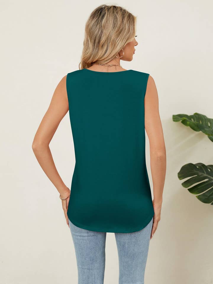 Lovesoft - Wholesale Tank Top - Women's - Solid Color Loose Fit Sleeveless Crew Neck Tank Top