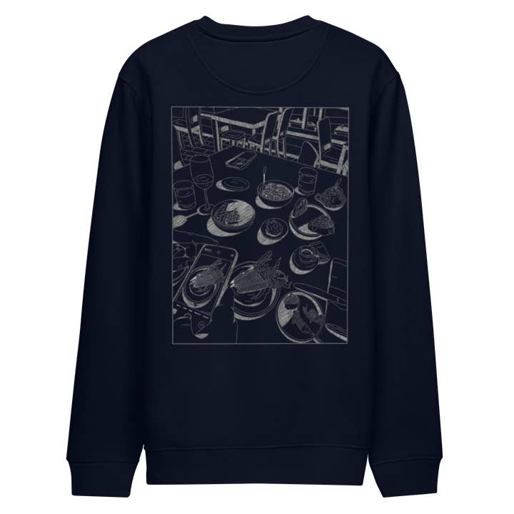 Sudadera unisex Karleth Dinner - Azul marino para venta al por mayor de Bønita Clothing