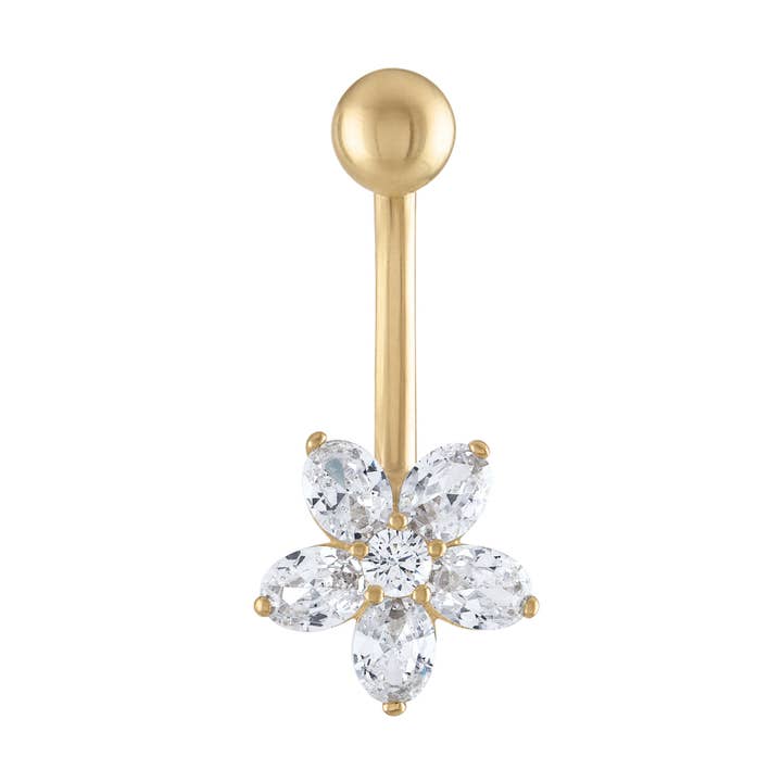 10kt Massivt Guld Blomma Dinglande Navelpiercing #3 för wholesale av Zahav Jewelry