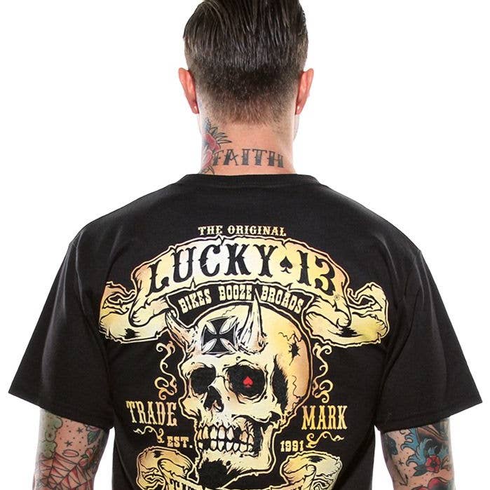 L13 - BOOZE BIKES AND BROADS T-SHIRT - Svart för wholesale av Lucky 13