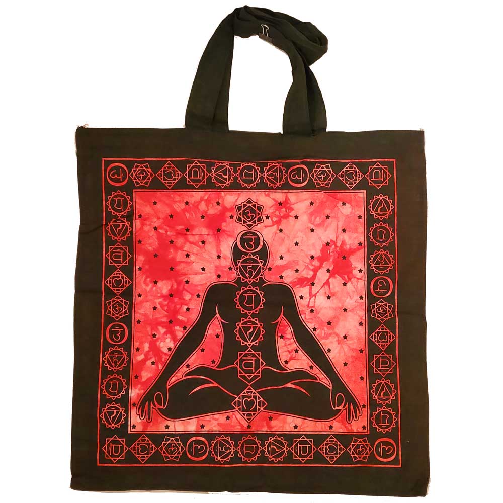 Wild Lotus – Großhandel Tragetasche – Damen – Seven Chakras Avatar Meditations-Canvas-Shopper mit Batikdruck1