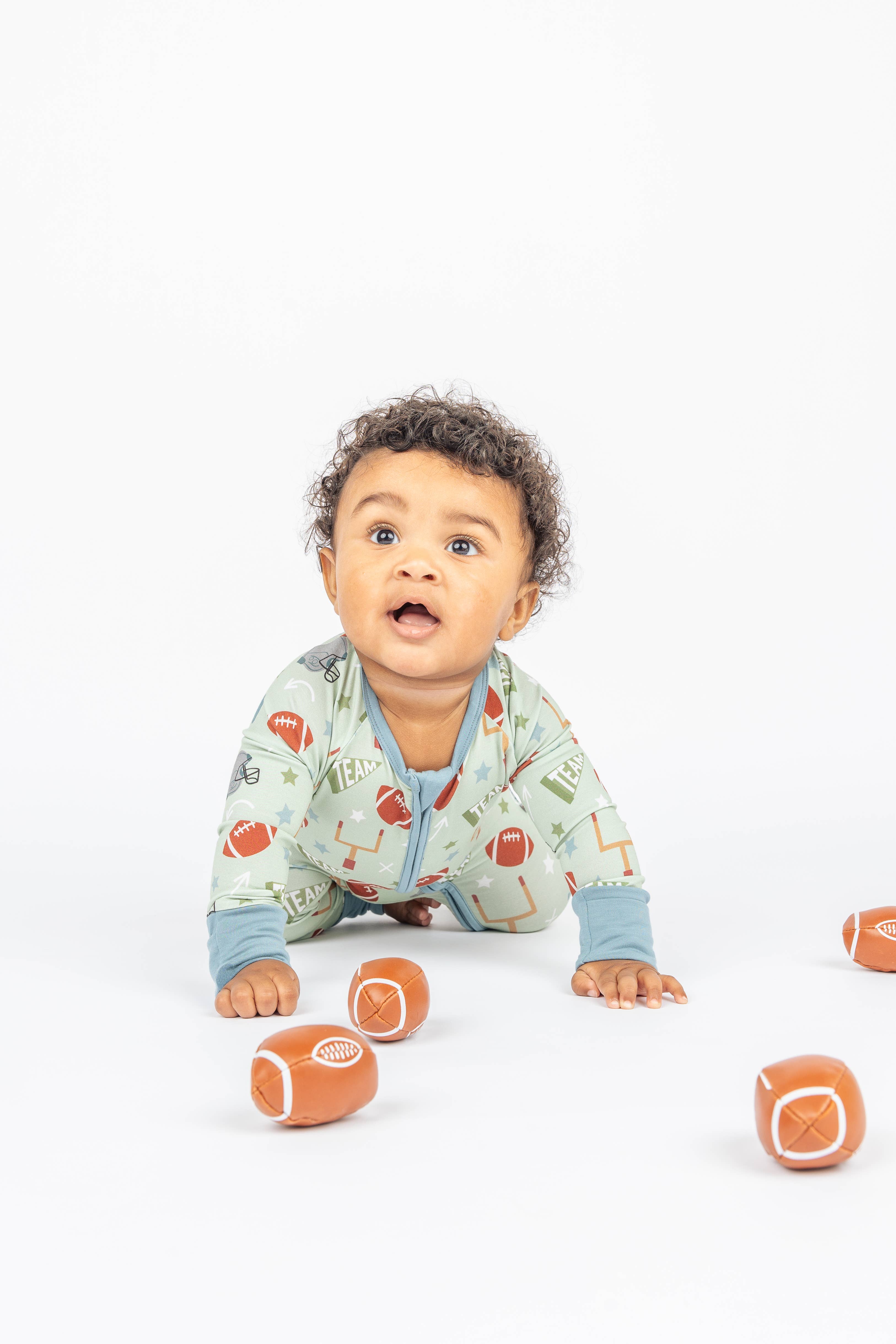 Emerson and Friends - Wholesale Sleepsuit - Baby - Football Game Day Sports Boys Bamboo Convertible Baby Pajamas1