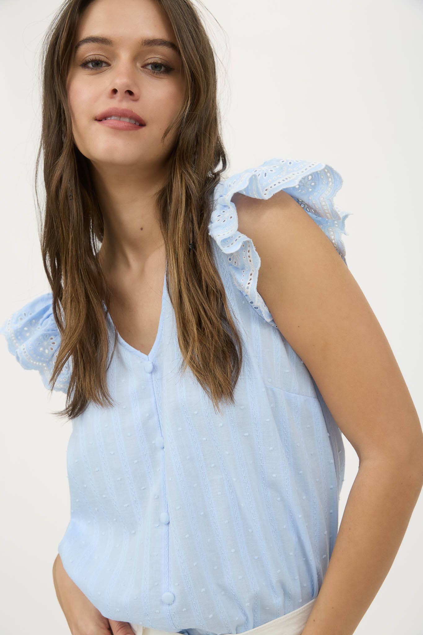 Blu Pepper – wholesale Blouse – Women’s – STRIPE CLIP DOT CONTRAST FLORAL SLEEVE BLOUSE4