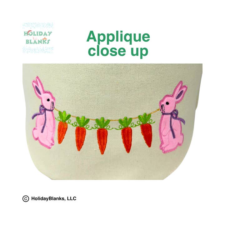 Holiday Blanks - Wholesale Basket - Kids & Baby - Easter Bunny and Carrot Applique Basket Embroidery Blank8