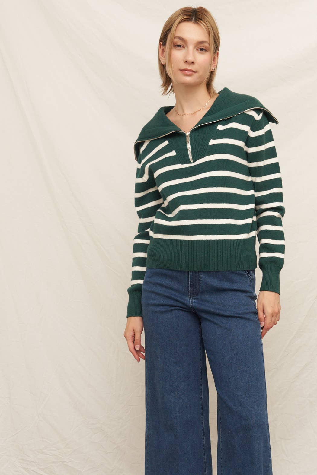 En Crème - Vente Pull en maille – femme - Pull rayé à col marin9