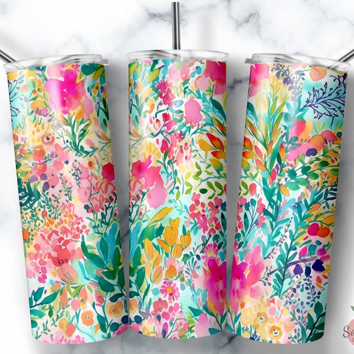 Floral Tumbler, Flower Tumbler, Tropical Tumbler for wholesale by So Peachy Designs