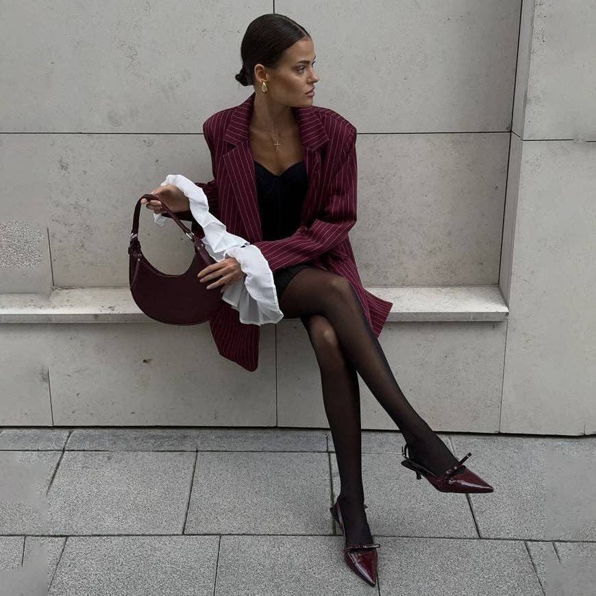 Marayn - Wholesale Blazer - Women's - 2025 NEW Oversized Blazer Chic Stripes Lace and Unique Flair13