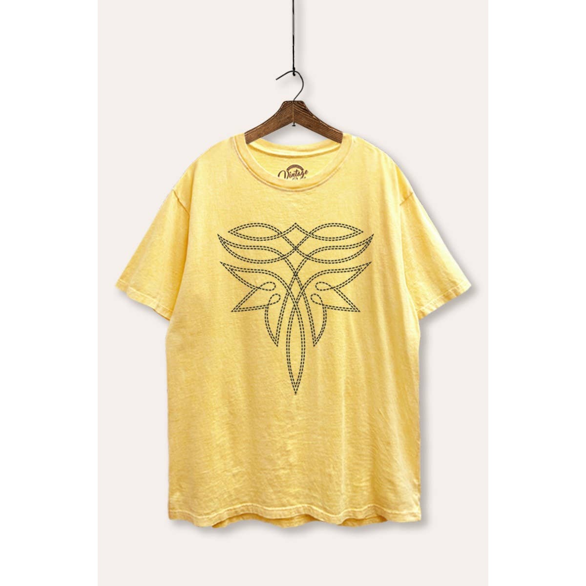 STARCHIS - Wholesale T-Shirt (Graphic) - Women's - WESTERN BOOT STITCH PATTERN GRAPHIC MINERAL WASH BOXY T-SHIR9