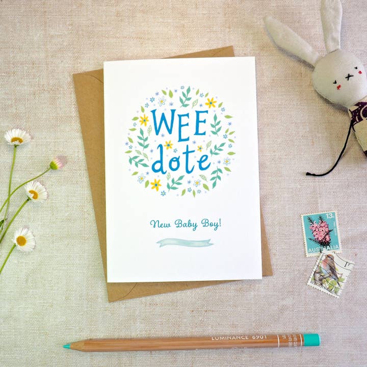 Wee Dote Nieuwe Ierse babyjongenskaart voor wholesale door Watercolour Sky