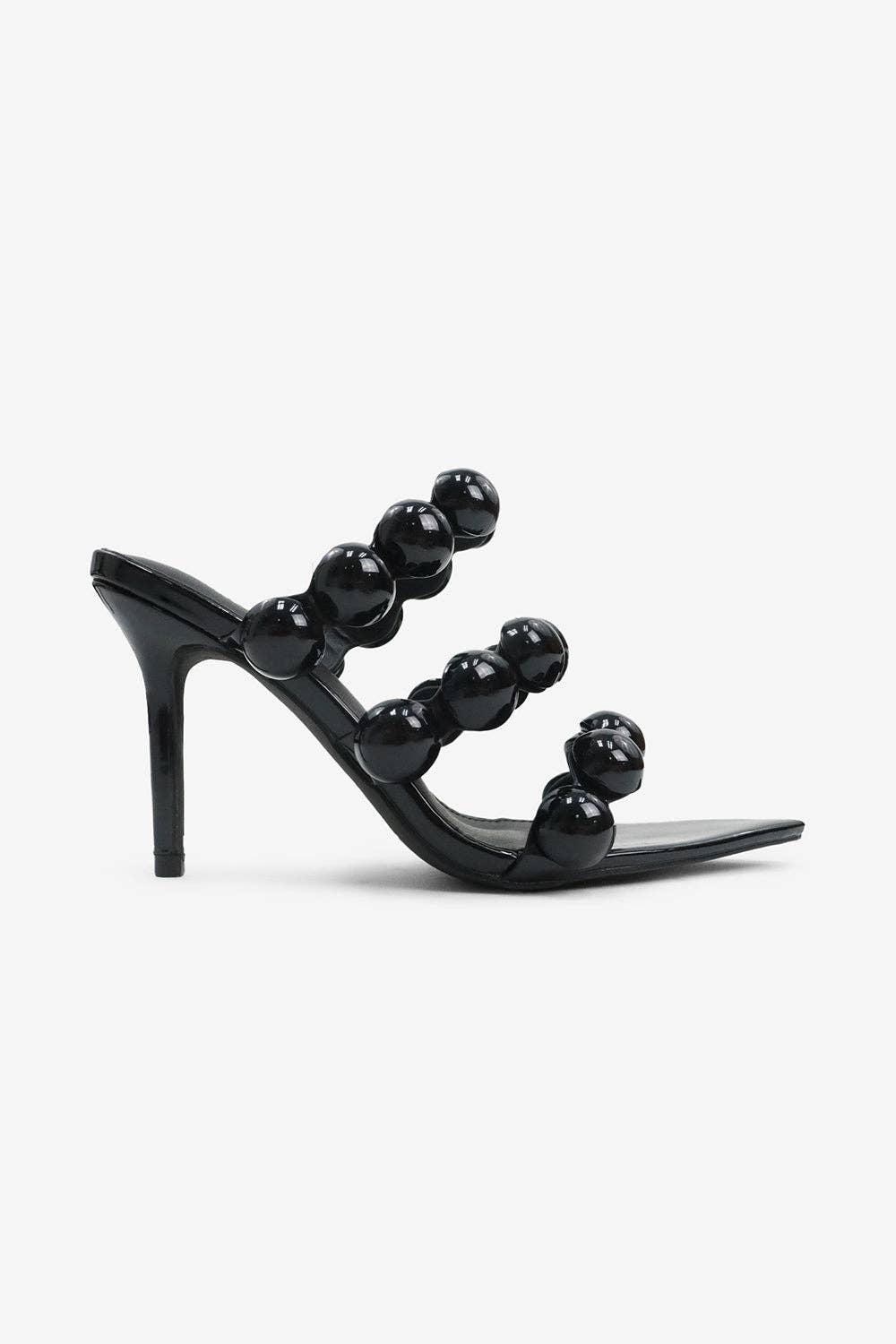 Lemonade Shoes - Wholesale High Heels - Women's - ASHLYNN - Sculptural Beaded Mule Heels0