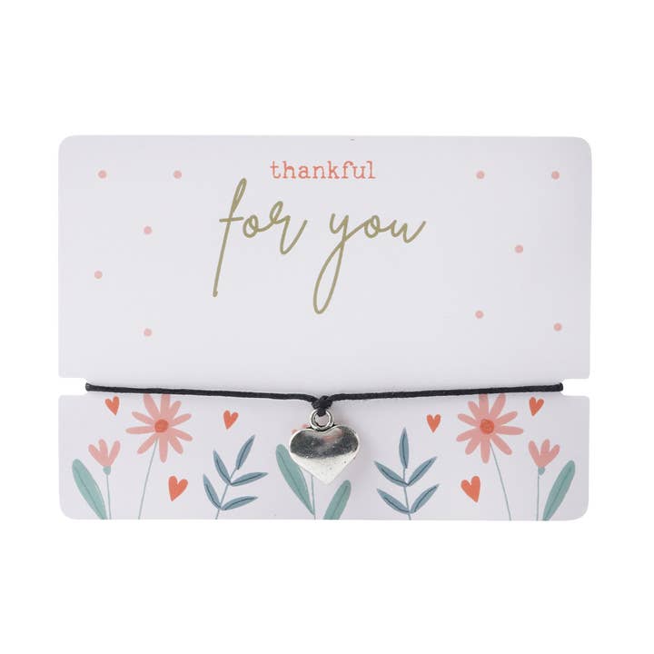 Just Smile 'Thankful For You' Wish Bracelet On Backing Card for wholesale by CGB Giftware