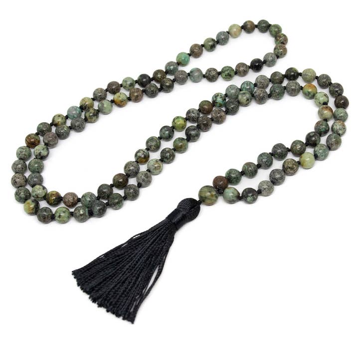 Namu Baru Inc. - Wholesale Prayer Beads Necklace - African Turquoise Knotted 108 Mala - Prayer Beads - 8mm