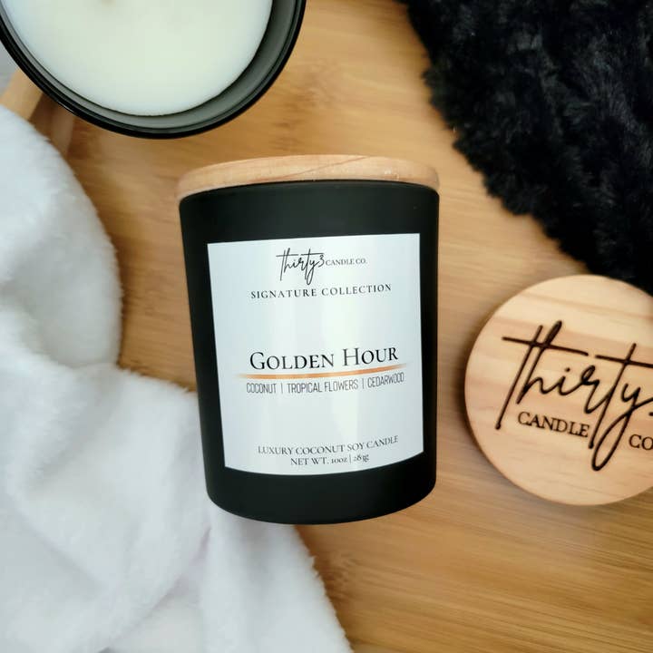 GOLDEN HOUR Candle - Coconut | Tropical Flowers | Cedarwood for wholesale by Thirty3 Candle Co.
