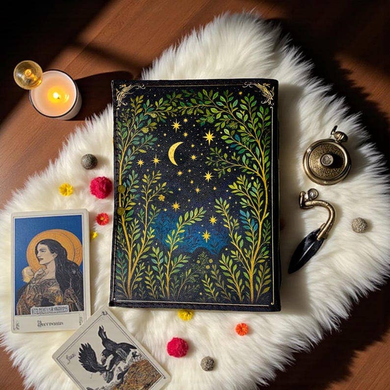 Leatherooze - Vente Journal intime - Journal vintage en cuir – Livre des Ombres Arbre de Lune8