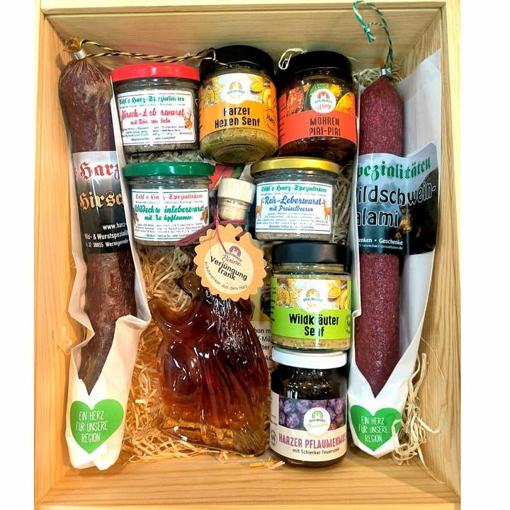 Amor de Salsicha Harzer Caixa de Madeira por atacado de Quedlinburger Senf